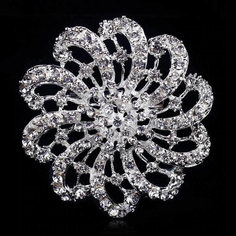 Rhinestone Flower Brooch BR-699