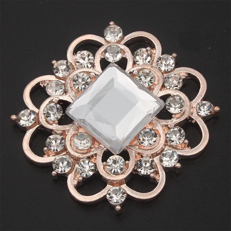 Rose Gold Flatback Rhinestone Brooch BR-081