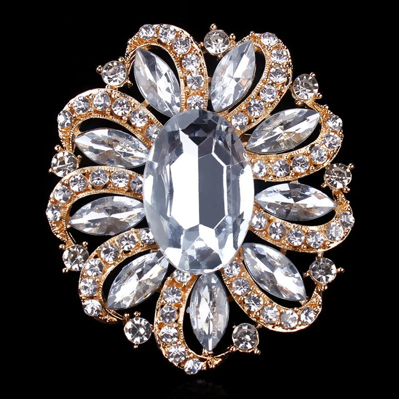 Large Rhinestone Flower Brooch  BR-912