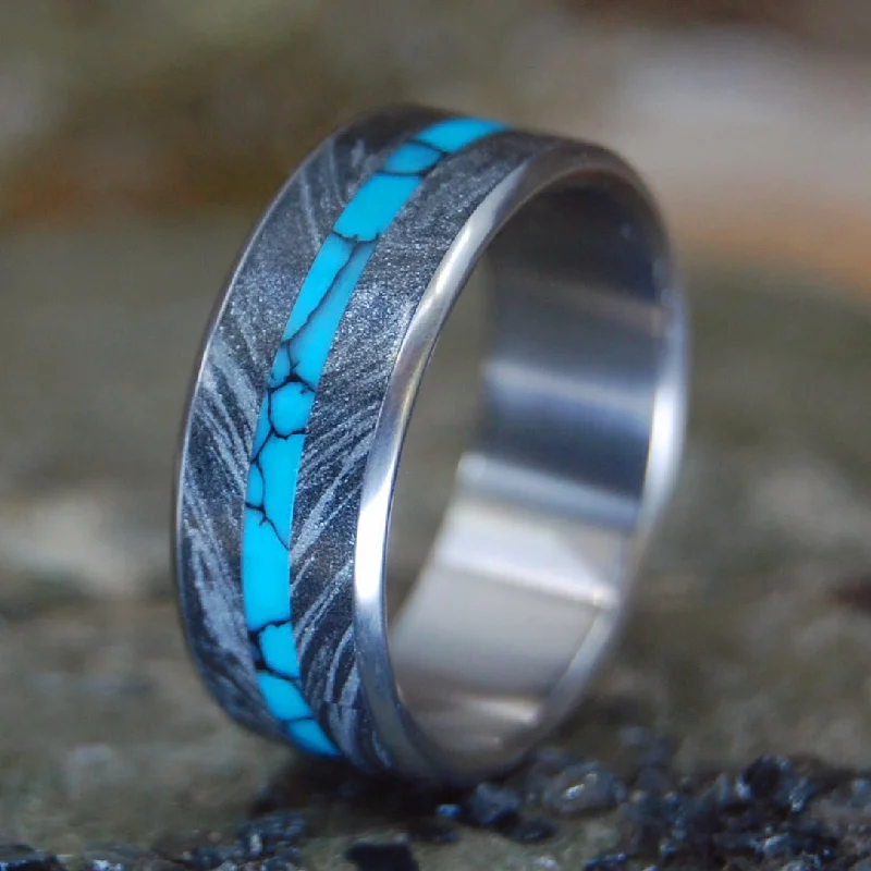 Desirous | Men's Turquoise, Black Silver & Titanium Wedding Ring