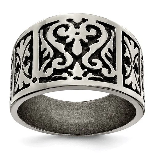 Edward Mirell Titanium Flat Casted Brushed & Polished Ring