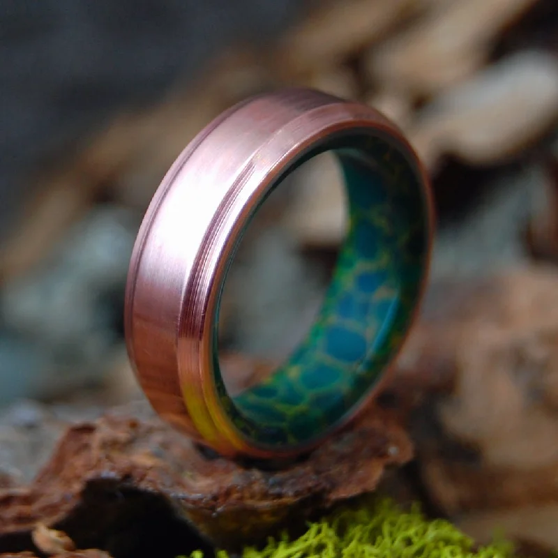 Egyptian Copper Moxie | Men's Egyptian Copper, Egyptian Jade & Titanium Wedding Ring