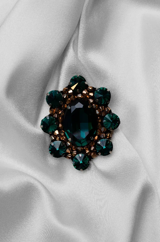 Oval Cut Emerald Green Brooch