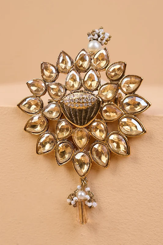 Gold Crystal Brooch