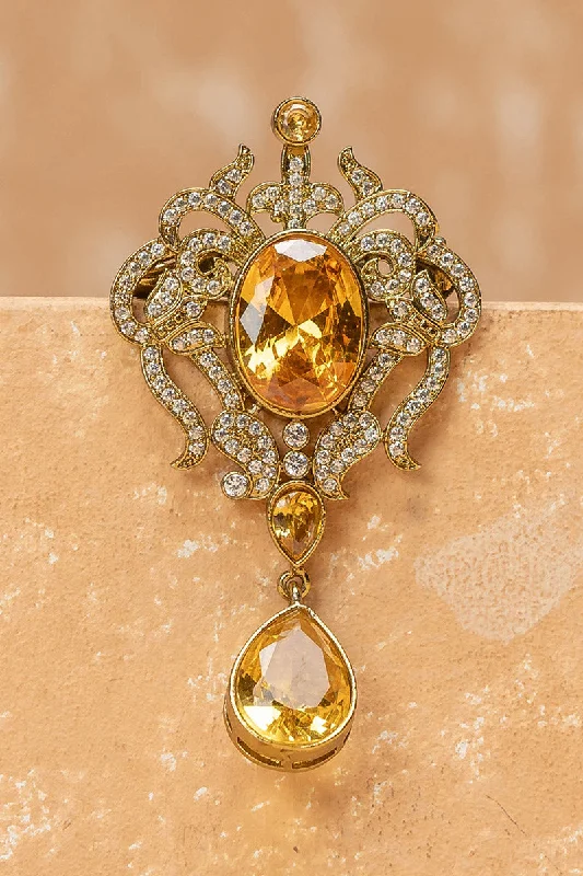 Gold Stone Encrusted Brooch