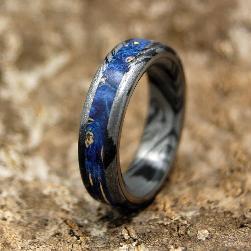 Greek God | Men's Blue Wood & Titanium Wedding Ring