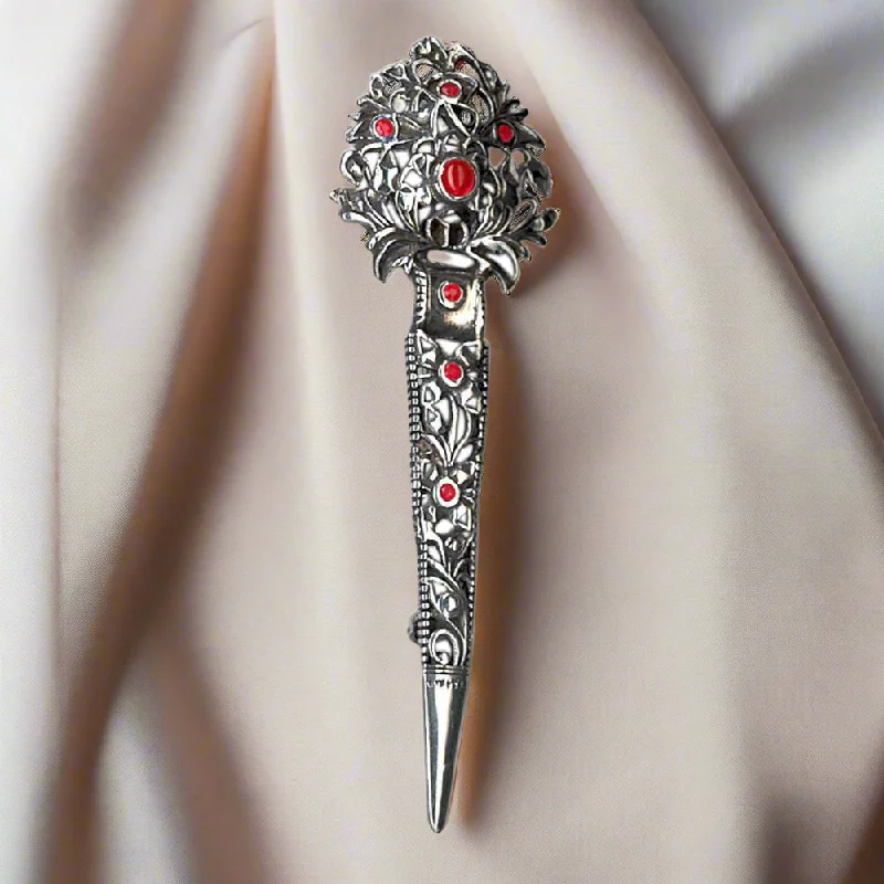 Greek Traditional Brooch in sterling silver with Zircon (K-06)