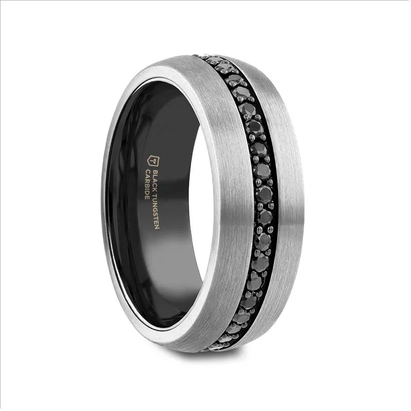 Thorsten PILOT Gunmetal Tungsten Ring with Black Sapphires - 8mm