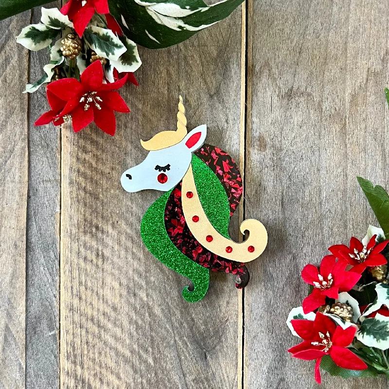 Holiday Unicorn Brooch