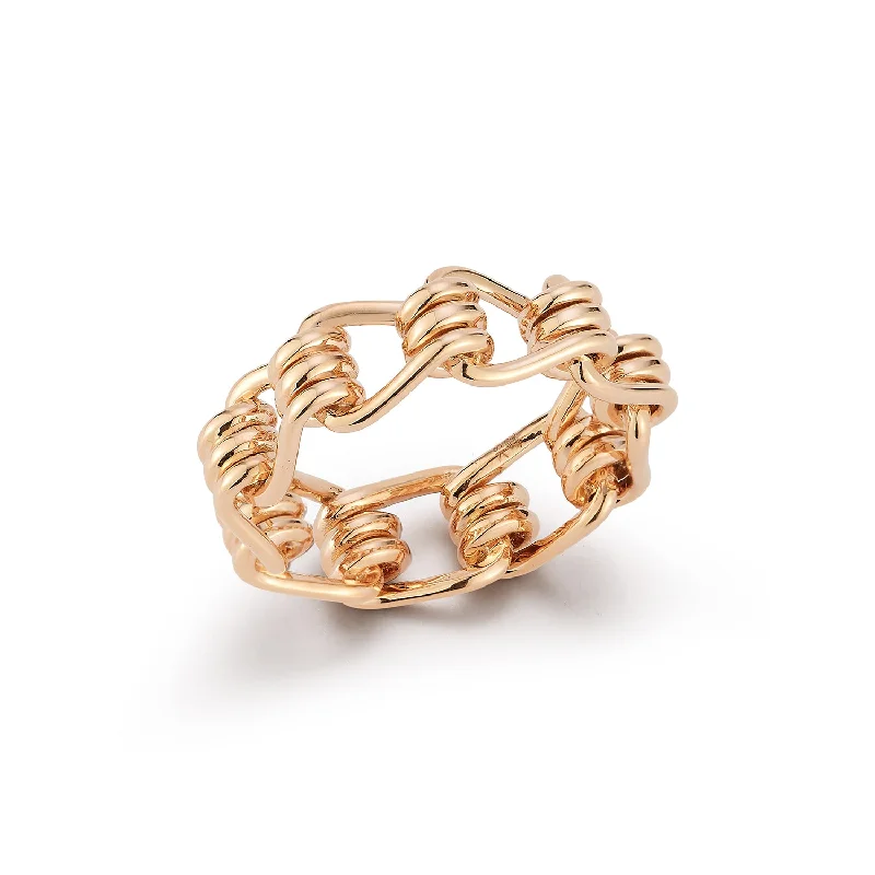 HUXLEY 18K ROSE GOLD COIL LINK MEN'S RING