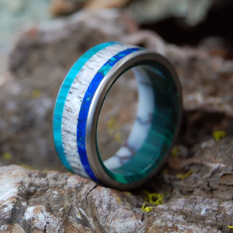 I'll Meet You Anywhere | Men's Stone, Moose Antler & Titanium Wedding Ring