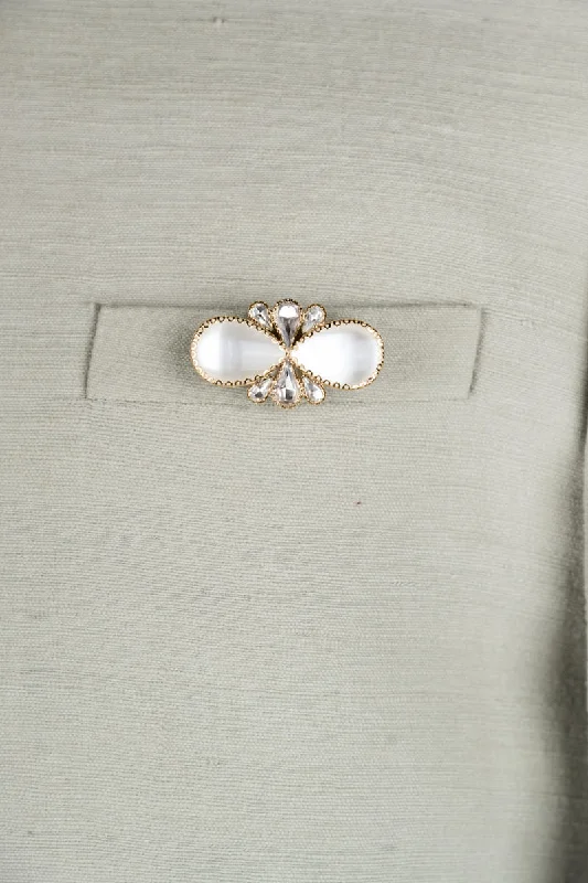 Ivory Crystal Brooch