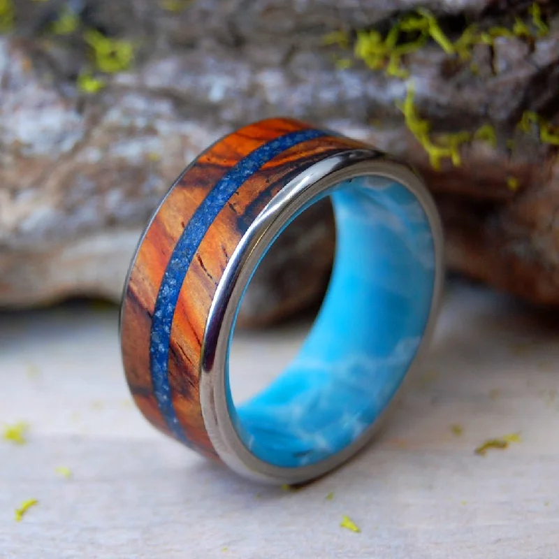 Low Country Sharks | Men's Cocobolo Wood, South Carolina Sand, Shark Teeth & Titanium Wedding Ring