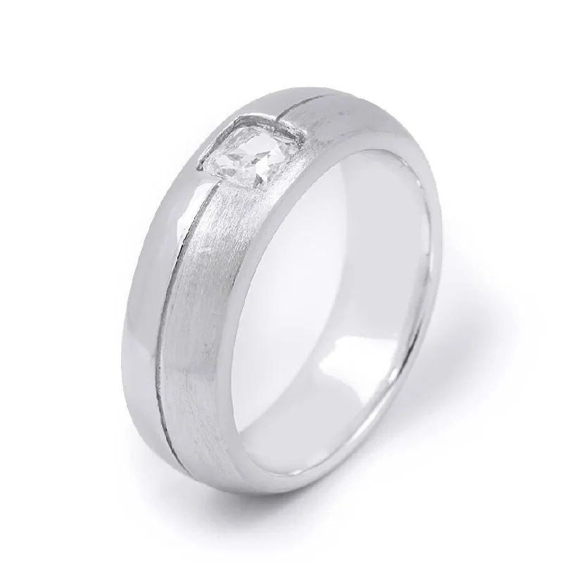 Men's 7mm Anniversary Wedding Band Ring 0.75 Carat CZ Sterling Silver