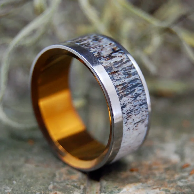 Found Moose Antler | Men's Moose Antler & Titanium Wedding Ring