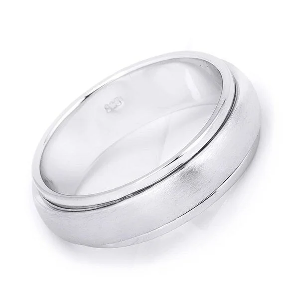 Mens Rotating Wedding Band Ring Authentic Sterling Silver Comfort Fit