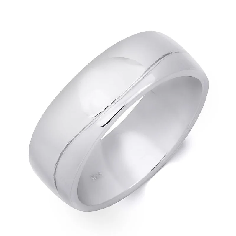 Mens Solid 925 Sterling Silver Anniversary Wedding Band Ring 7.5mm