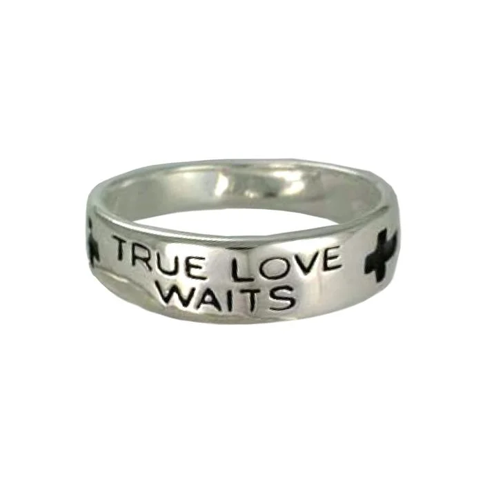 Mens Sterling Silver True Love Waits Ring