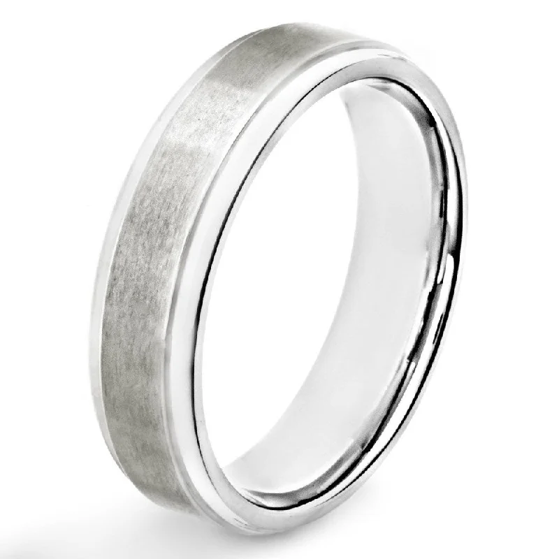 Men's Titanium Brushed and Polished Ridged Ring