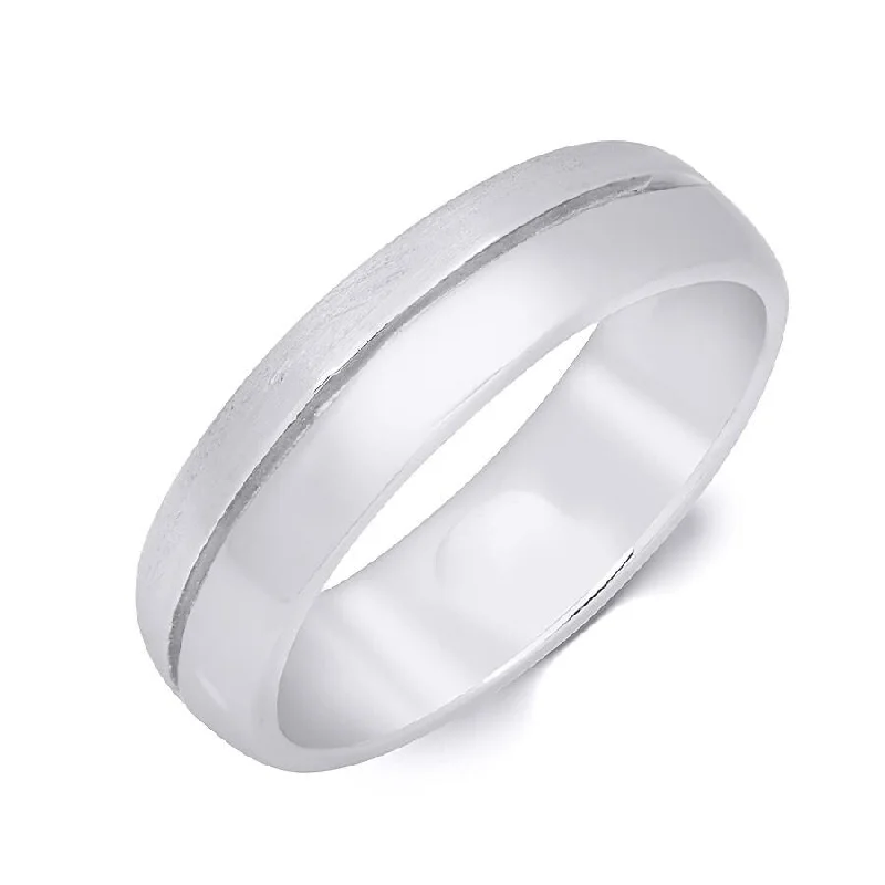 Men's Wedding Band Anniversary Ring Solid 925 Sterling Silver 6mm