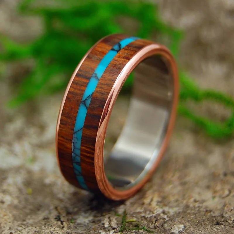 Arizona Desert | Men's Desert Ironwood, Copper, Turquoise & Titanium Wedding Ring