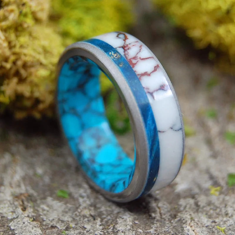 Wild Blue Heart | Men's Turquoise, Jasper Stone, & Wood Wedding Ring