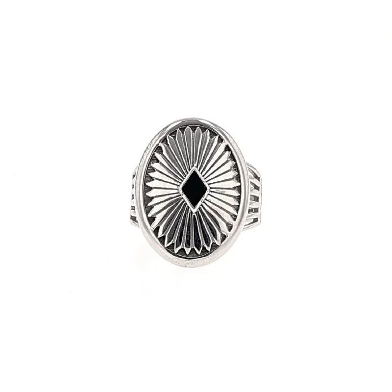 Mr. LOWE Southwest Silver and Onyx Sunray Ring