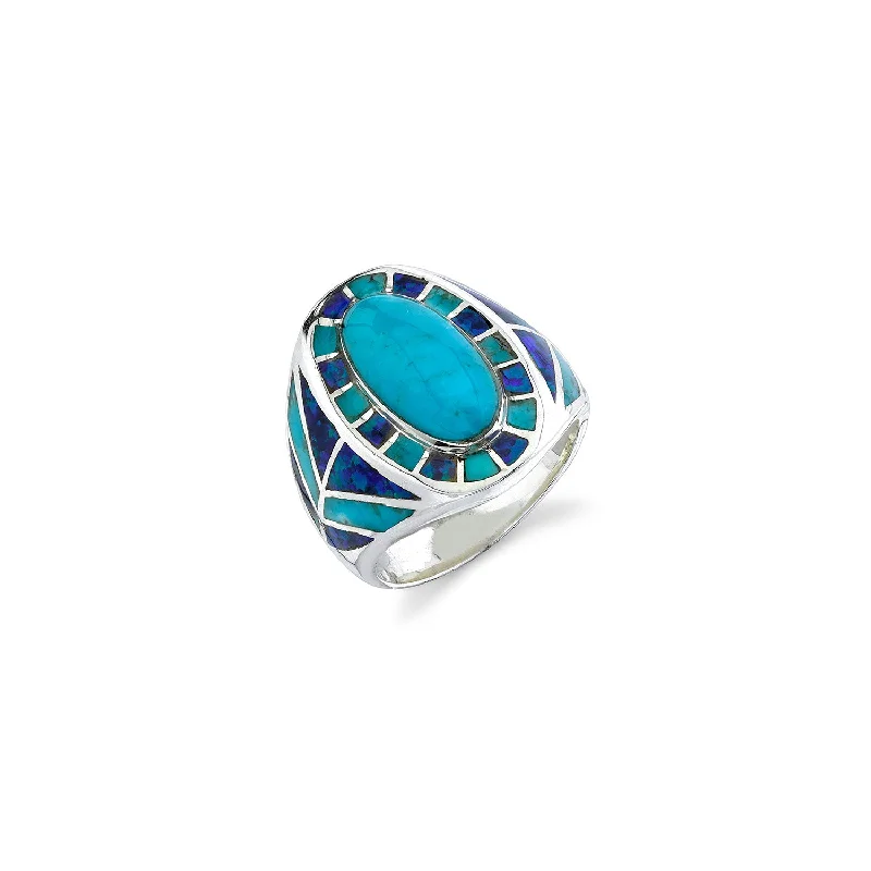 Mr. LOWE Turquoise and Lapis Southwest Ring