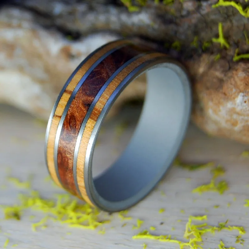 Olive Love Redwood | Men's Redwood, Olive Wood & Titanium Wedding Ring