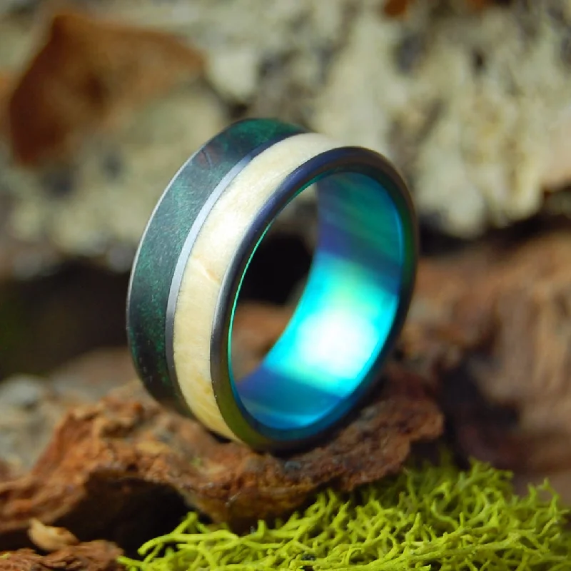 Peace In Costa Rica Green | Men's Green Maple, Box Elder Wood & Titanium Wedding Ring