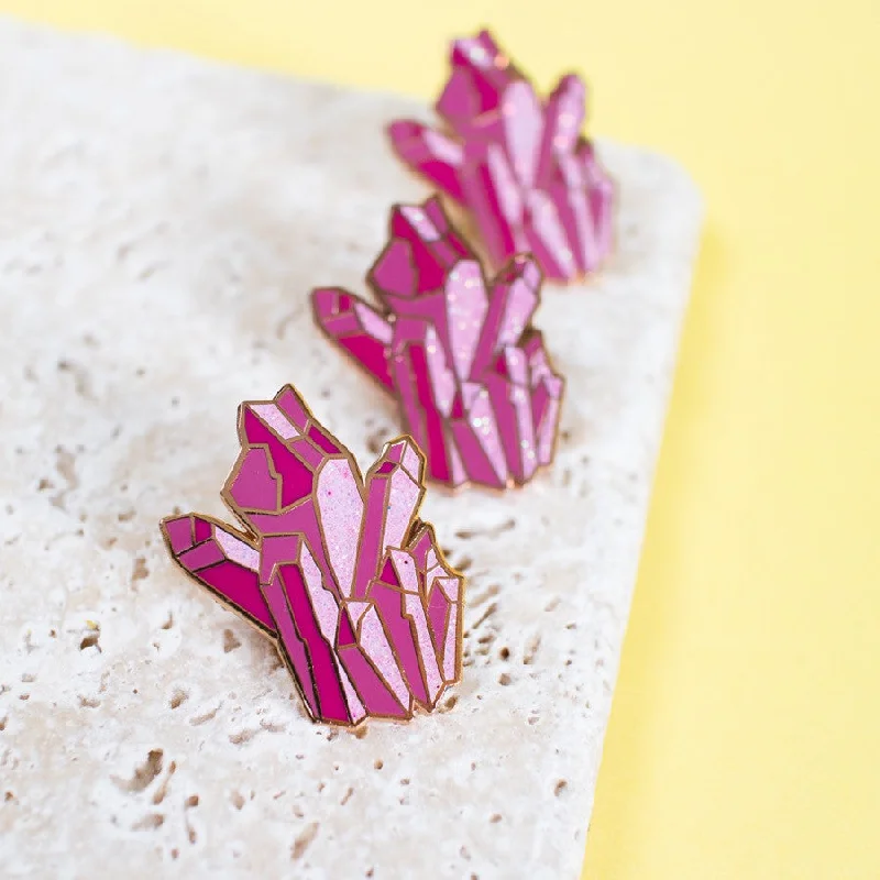 Pink Crystal Enamel Pin