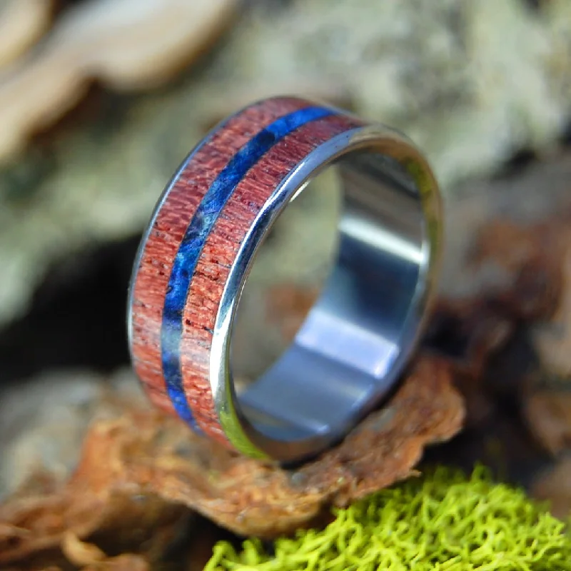 Purple Heart Blue | Men's Purple Heart Wood, Blue Box Elder & Titanium Wedding Ring