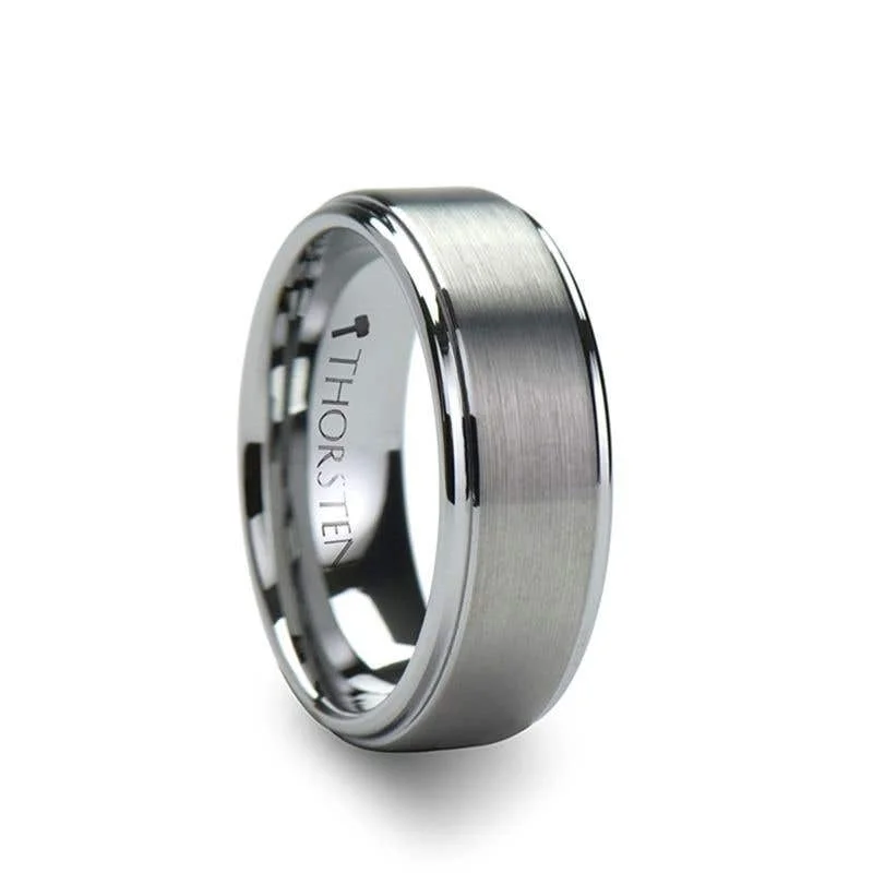 Thorsten OPTIMUS Raised Center with Brush Finish Tungsten Ring - 4mm - 12mm