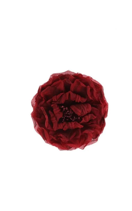 Red Silk Flower Brooch