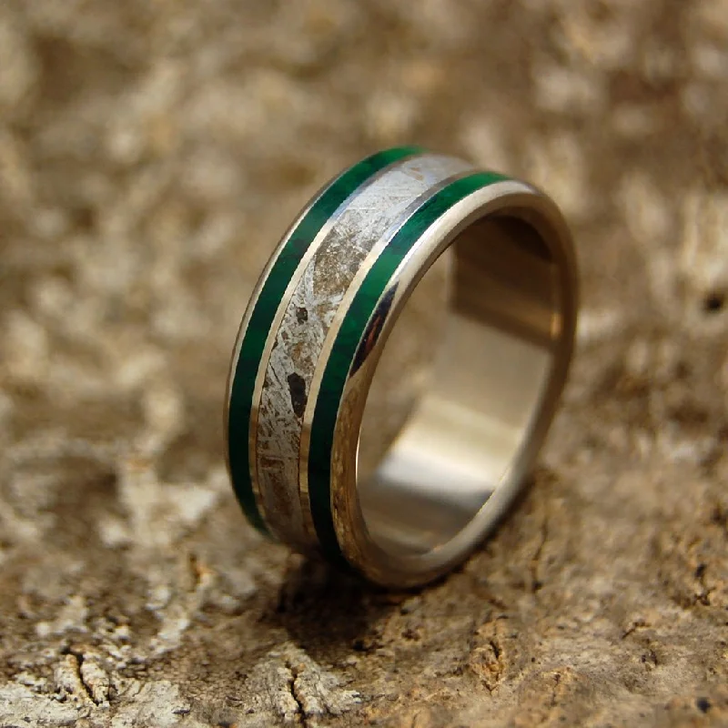 So Hot It Hisses | Men's Meteorite, Imperial Jade & Titanium Wedding Ring