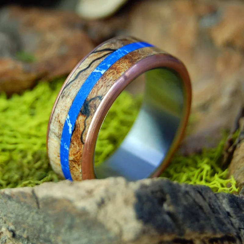 Sodalite And Spalted | Men's Spalted Maple, Sodalite & Titanium Wedding Ring