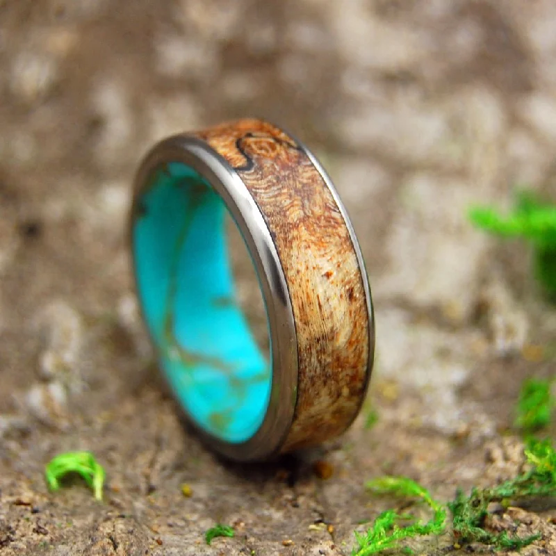 Spalted Maple Conifer | Men's Spalted Maple, Conifer & Titanium Wedding Ring