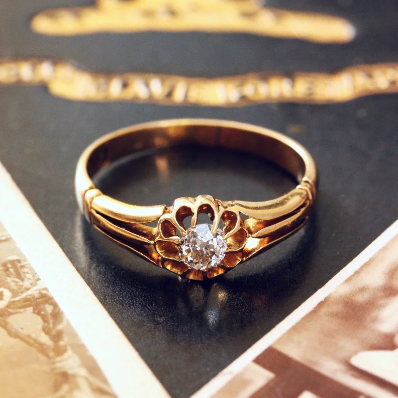 Splendid Date 1892 Hand Cut Gents Diamond Ring