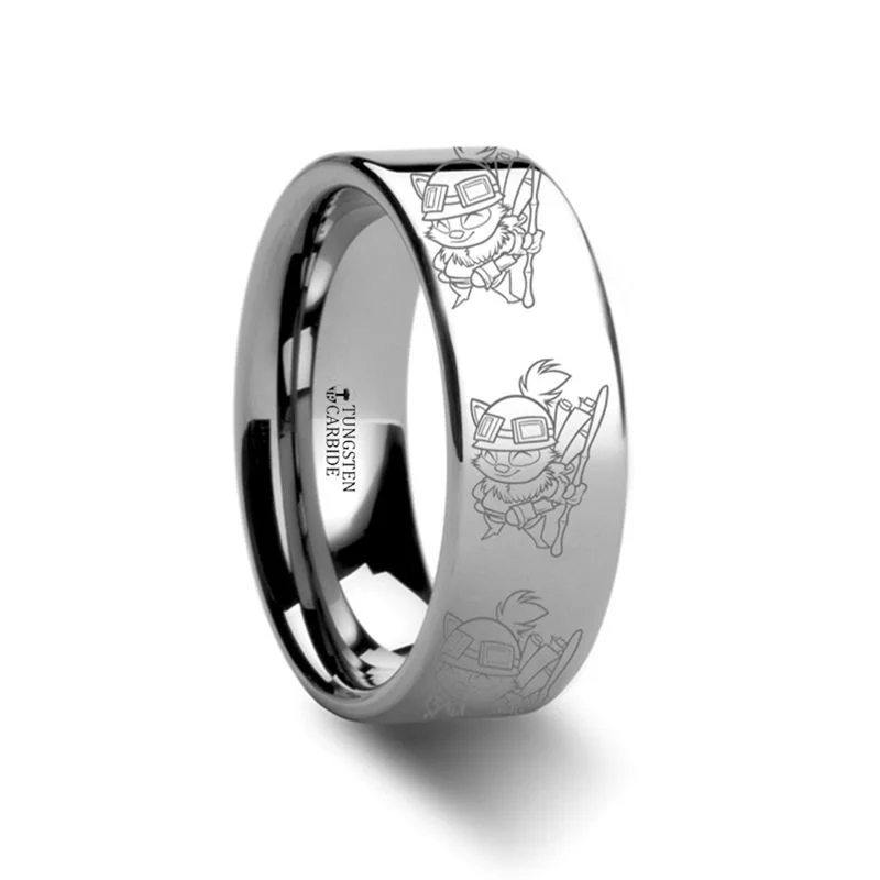 Thorsten Teemo Swift Scout Polished Tungsten Engraved Ring League of Legends Band - 4mm-12mm