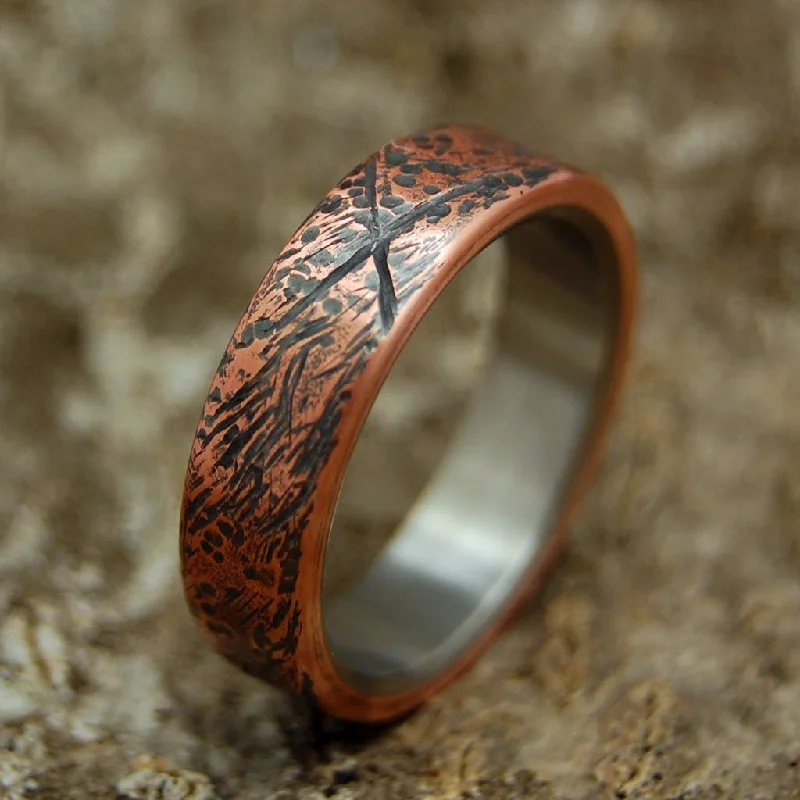 Beaten Copper | Men's Beaten Copper & Titanium Wedding Ring