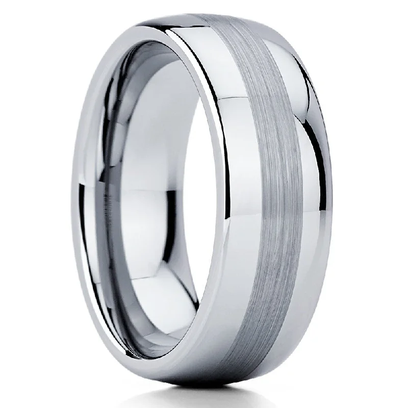 Tungsten Carbide Wedding Ring 8Mm Silver Comfort Fit Scratch Resistant Size 715