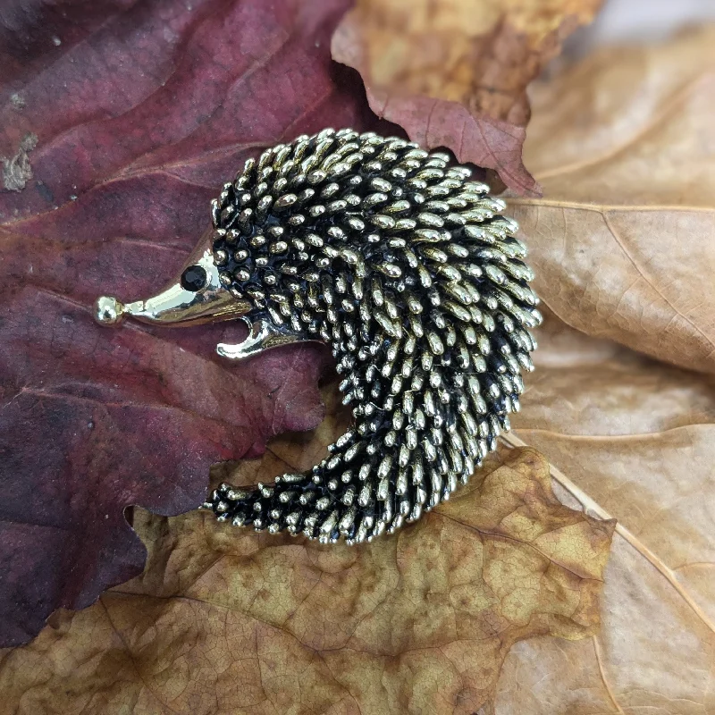 Vintage Brass Hedgehog Brooch: Animal brooch