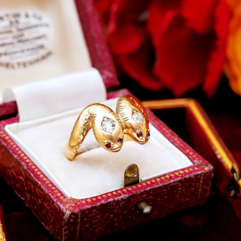 Vintage Double Snake Diamond Engagement Ring