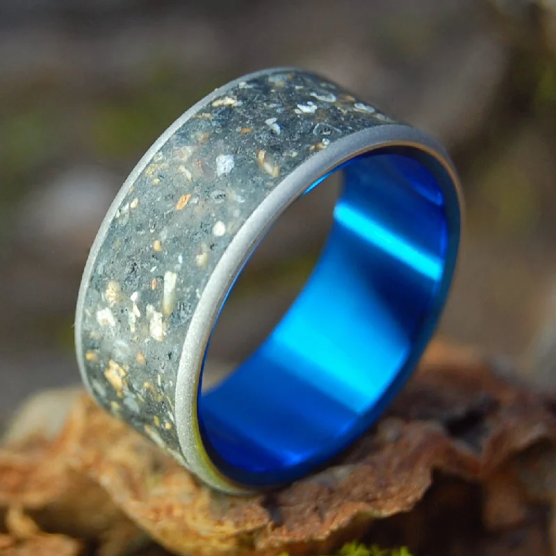 Volcanoes Of Patagonia Sandblasted | Men's Argentina Patagonia Beach Sand, Lava & Titanium Wedding Ring