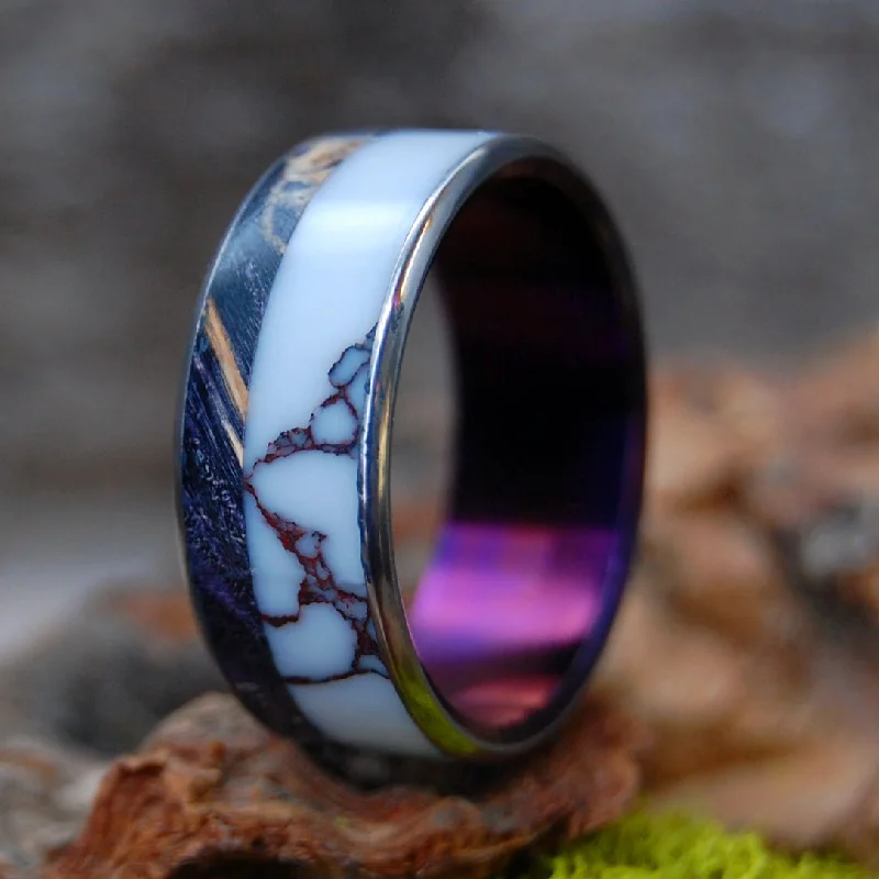 Wild & Purple | Men's Purple Box Elder, Wild Horse Jasper & Titanium Wedding Ring