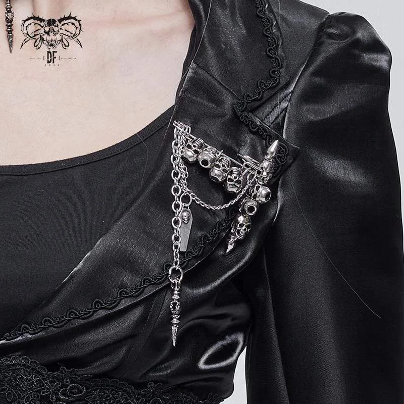 Women's Gothic Skulls Chain Brooch