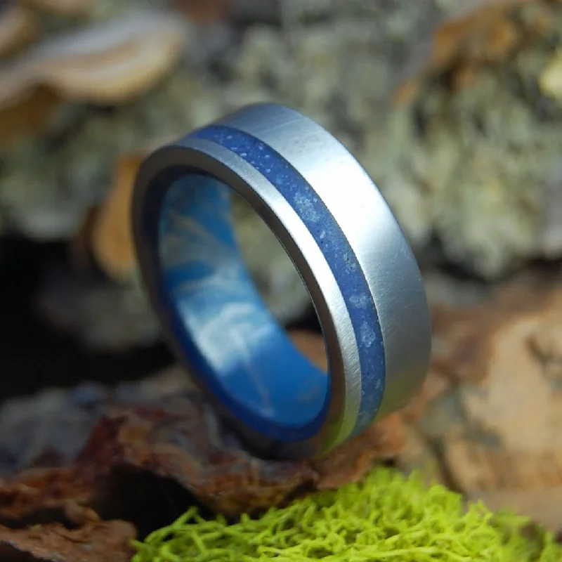 Your Beach In Blue | Men's Beach Sand, Blue Silver & Titanium Wedding Ring